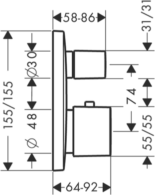 Термостат с запорным/переключающим вентилем HANSGROHE PURAVIDA (15771000) 15771000 фото