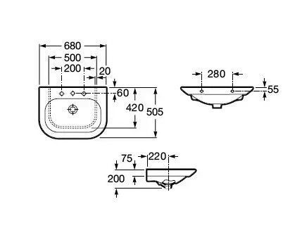 Умивальник Nexo ROCA 680х500 мм монтується на меблі Білий (A327644000) A327644000 фото