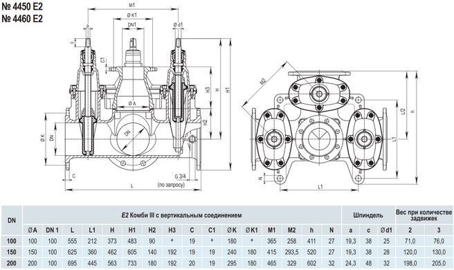 Засувка Hawle 4450E2 чавунна, фланцева, Combi-III, DN 200/3, PN16 (5002765) 5002765 фото