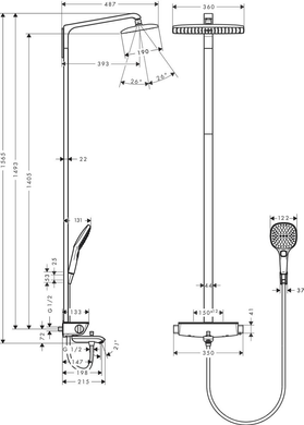 Душевая система с термостатом HANSGROHE RAINDANCE SELECT S 360 Showerpipe (27113400) 27116000 фото