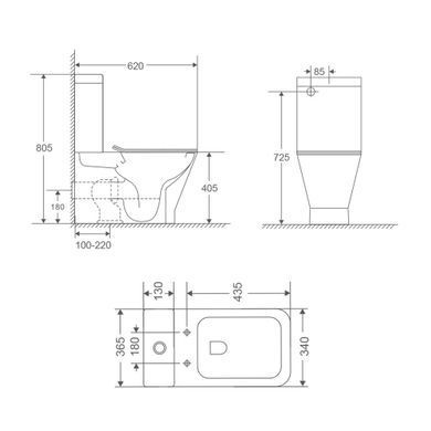 Унитаз-компакт Qtap Cardinal Ultra Quiet без ободка с сиденьем Soft-close, белый (QT04222168AUQ3W) QT04222168AUQ3W фото