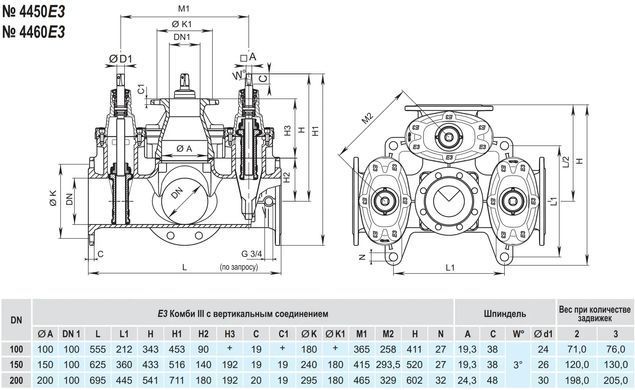 Засувка Hawle 4450E3 чавунна, фланцева, Combi-III, DN 80/3, PN16 (5019675) 5019675 фото