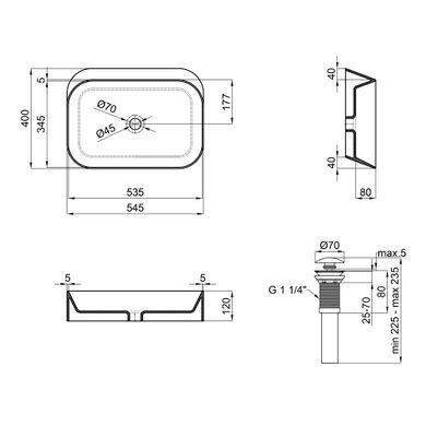 Раковина-чаша Qtap Scorpio 550х390х120 White з донним клапаном Білий (QT14112243W) QT14112243W фото