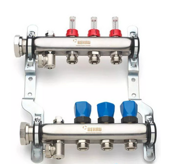 Розподільчий стальний коллектор з витратомірами HKV-D 06, без кульових кранів(208061003) 208061003 фото