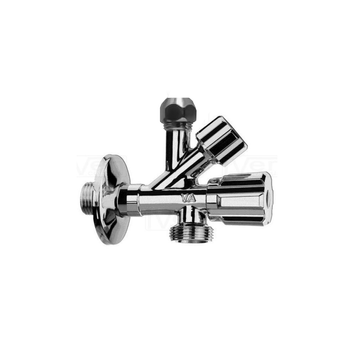 Кран кутовий 1/2&Prime; &times; 3/8&Prime; &times; 3/4&Prime; Albertoni, вентильний, подвійний, полімерна антинакіпна вставка, приладовий (D902285) D902285 фото