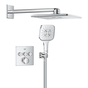 Скрытая душевая система с термостатом Grohe SmartControl & Rainshower SmartActive 310 Cube, хром (1039980000) 1039980000 фото