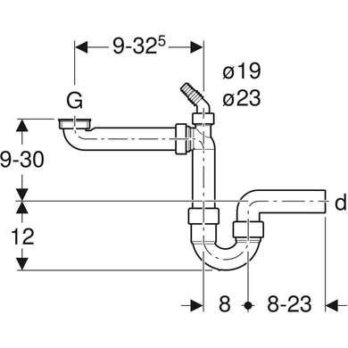 Сифон для кухонної мийки Geberit, компактна модель, d50 мм (152.819.11.1) 152.819.11.1 фото