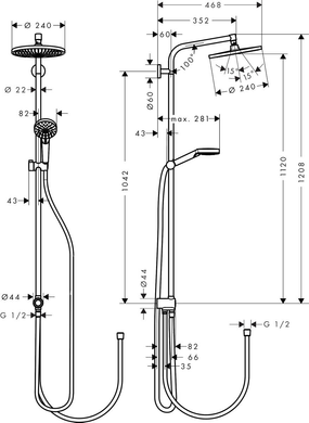 Душевая система HANSGROHE CROMETTA S 240 1jet Showerpipe (27270000) 6809505-00 фото