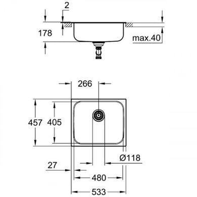 Мийка GROHE EX Sink K200 із нержавіючої сталі (31719SD0) 31719SD0 фото