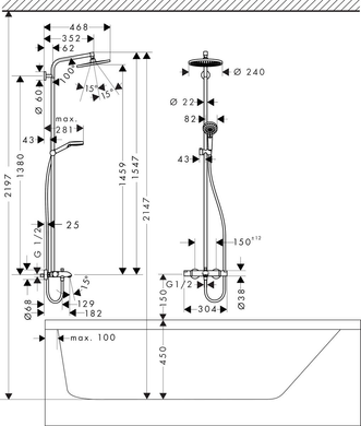 Душова система з термостатом HANSGROHE CROMETTA S 240 Showerpipe (27320000) 34727000 фото