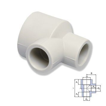 Tройник Wavin Ekoplastik переходной с двух сторон - 32-20-25 мм (STKR0322520) STKR0322520 фото
