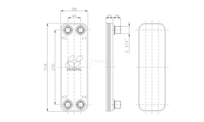 Теплообмінник LJ30-50M-3/4" Hexonic (Secespol) (0214-0005) 0214-0005 фото