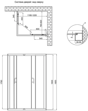 Душова кабіна Wawel SC120x80.SAT.LOW.FR прямокутна, для низьк. піддону, висота 185 см, скло Frost 5 мм, без піддону Lidz (LWASC12080SATLOWFR2) LWASC12080SATLOWFR2 фото