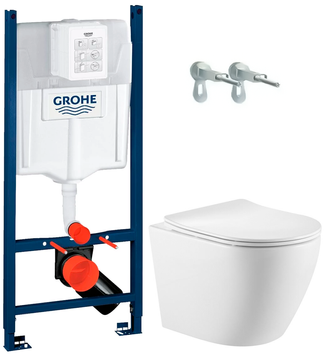 Комплект инсталляции Grohe Rapid SL 3 в 1: с креплением, с унитазом Qtap Robin Ultra Quiet (38840000+QT13332381AW) 38840000+QT13332381AW фото
