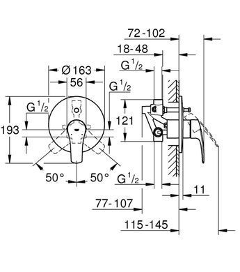 Смеситель для ванны GROHE EUROSMART комплект, Хром (33305003) 33305003 фото