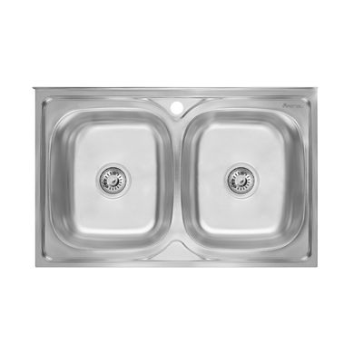 Кухонна мийка IMPERIAL 6080 Satin подвійна 0,8 мм (IMP6080SAT) IMP6080SAT фото