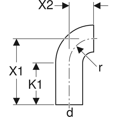 Відведення Geberit PE 90 ° з одним подовженим патрубком, d = 160мм (369.055.16.1) 369.055.16.1 фото