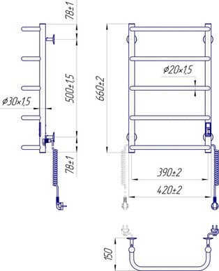 Электрический полотенцесушитель Mario Стандарт НР-І TR 650х430/150 (4820111356591) 4820111356591 фото