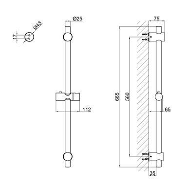 Душова штанга Qtap Lepit, хром (SD00047522) SD00047522 фото