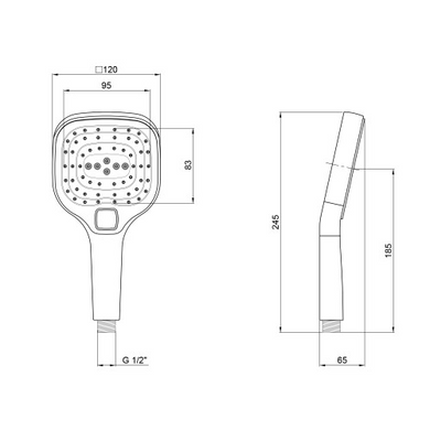 Лейка для ручного душа Qtap Rucni 120х120 мм прямоугольная, хром (QTHLA120N3KCW) A120N3KCW фото