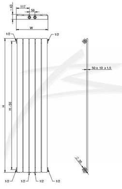 Вертикальний радіатор Blende 1 H-1400 мм, L-394 мм Betatherm B2V 1140/07 RAL9016M 99 фото