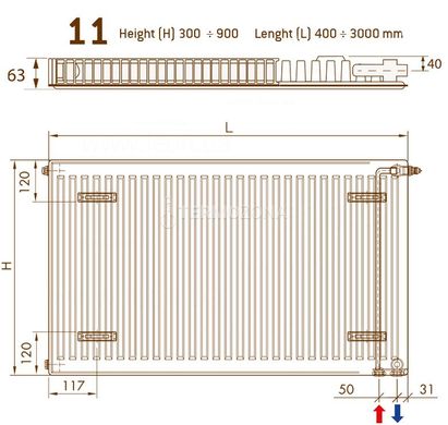 Радіатор сталевий DeLonghi PHD 2.0 Panel 11 TEC 600x800 мм бокове праве/нижнє підключення 0181116324 фото