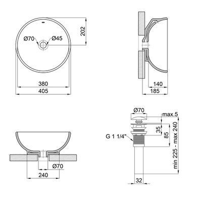 Раковина-чаша Qtap Robin 410х410х180 White з донним клапаном Білий (QT1311A004W) QT1311A004W фото