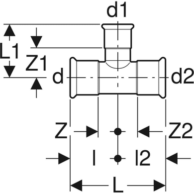 Тройник редукционный d=28x22x22 Geberit Mapress (31234) 31234 фото