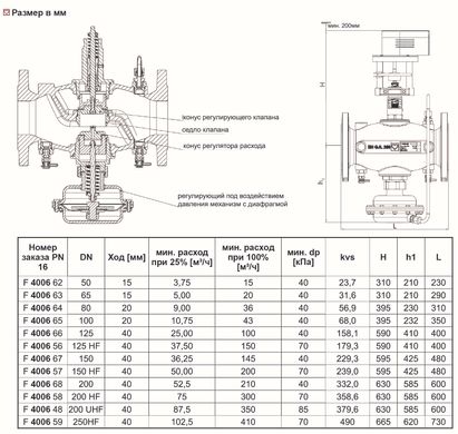 Комбинированный клапан, регулятор потерь DN50 (F400662) F400662 фото