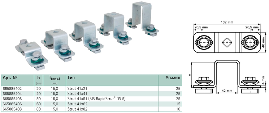 Сідельний з'єднувач профілю Walraven BIS RapidStrut G2 (BUP1000) 41х21 мм (665885402) 665885402 фото