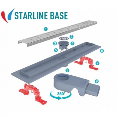 Душевой канал Valtermo Starline Base Butyl DN 50, L=800 мм, поворотный, нержавеющая сталь (VLD-562330) VLD-562330 фото