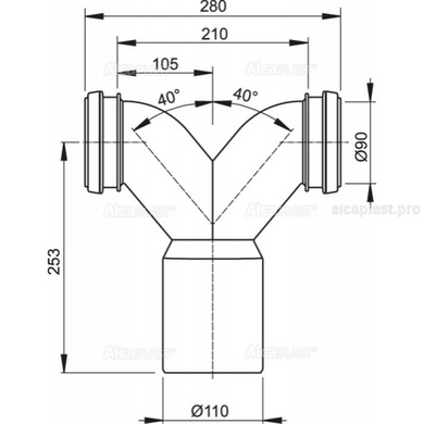 Колено стока AlcaPlast M909, двойное колено 90&deg; с защитными затворами (M909) M909 фото