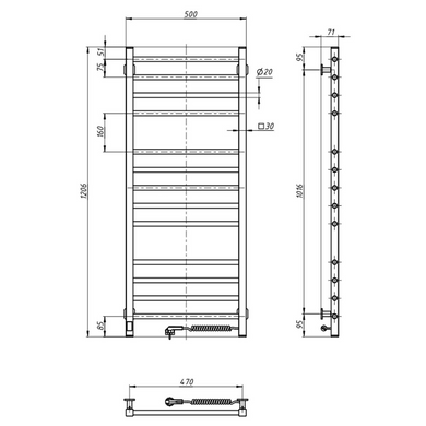 Рушникосушка електрична NAVIN Класик Квадро 500х1200 Sensor, таймер (12-116053-5012) 12-116053-5012 фото