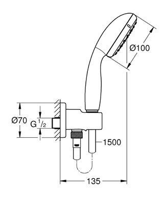 Скрытая душевая система Grohe Tempesta Cube, хром (UA26415SC4) UA26415SC4 фото