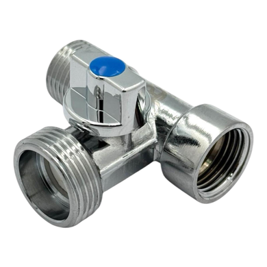 Кран кутовий 1/2&Prime; &times; 3/4&Prime; &times; 1/2&Prime; SOLOMON MF4126, кульовий, для пральної машини, приладовий (0031710) 0031710 фото