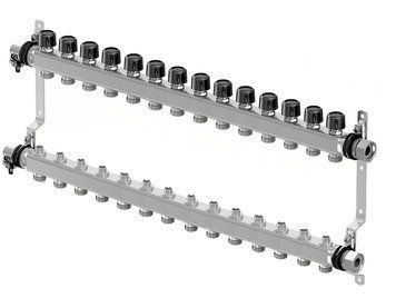 Коллектор &Oslash;1 НГ x 14 х 3/4" Smart S LS Uponor, с отс. кранами (нерж.) (1088869) 1088869 фото