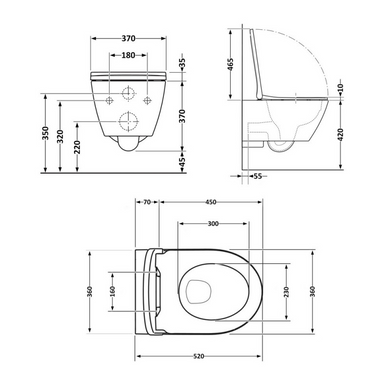 Унітаз підвісний Robin Ultra Quiet сидіння Slim Duroplast/Soft-close/Quick relase 520x365x365 мм Білий (QT13332381AW) QT13332381AW фото