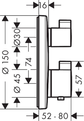 Термостат с запорным/переключающим вентилем HANSGROHE ECOSTAT S (15758000) 15758000 фото
