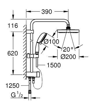Душевая система Grohe New Tempesta Rustic System 200, хром (27399002) 27399002 фото