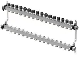Коллектор &Oslash;1 НГ x 16 х 3/4" Smart S LS Uponor, с отс. кранами (нерж.) (1088871) 1088871 фото