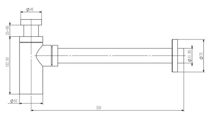 Сифон для раковины, d32, 1 1/4", бутылочный, KOLLER POOL (KP-7007B) KP-7007B фото