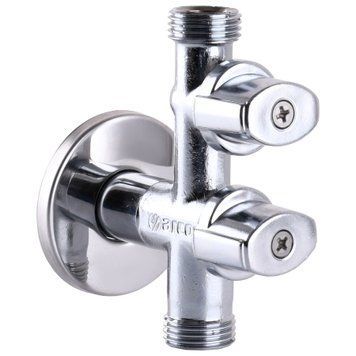 Кран кутовий 1/2&Prime; &times; 1/2&Prime; &times; 1/2&Prime; Arco Combi, кульовий, подвійний, ручка з металу, для пральної машини, приладовий (COMB15MAC) COMB15MAC фото