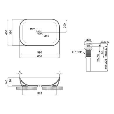 Раковина-чаша Qtap Robin 610х400х145 Matt black с донным клапаном Чёрный (QT132143PMBMB) QT132143PMBMB фото