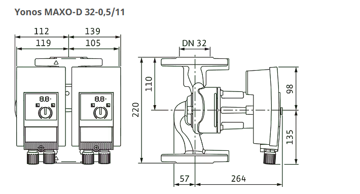 Циркуляційний насос 40/0,5-12 PN6/10 Yonos MAXO-D WILO з електрон.упр.(2120665) 2120665 фото