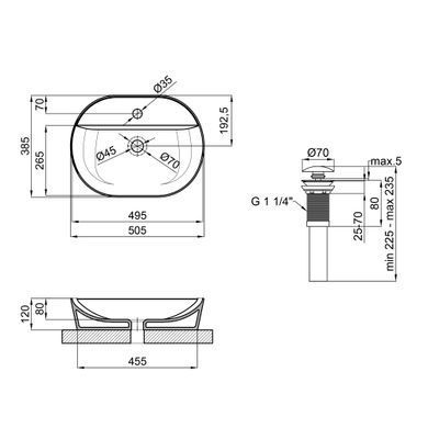 Раковина-чаша Qtap Scorpio 505х385х120 Matt black з донним клапаном Чорний (QT142202MBMB) QT142202MBMB фото