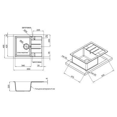 Кухонная мойка Lidz 650x500/200 BLA-03 Чёрный (LIDZBLA03650500200) LIDZBLA03650500200 фото