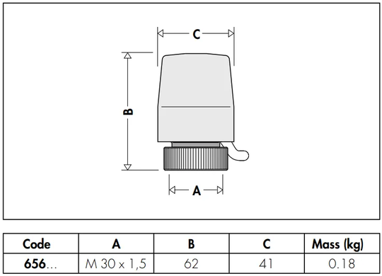 Термоэлектрический привод 230В (без вспомогательного микровыключателя) CALEFFI 656102 фото