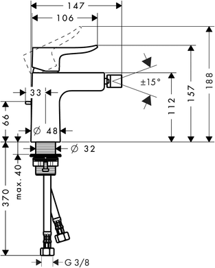Смеситель для биде Hansgrohe Metris, Хром (31280000) 31280000 фото