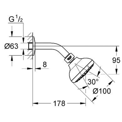 Верхний душ GROHE Tempesta, 3 режимы струи, хром (26088001) 26088001 фото