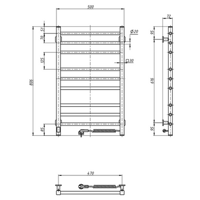 Рушникосушка електрична NAVIN Класик Квадро 500х800 Sensor, таймер (12-116053-5080) 12-116053-5080 фото